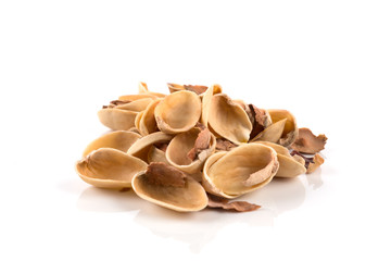 pistachio nut shell on white