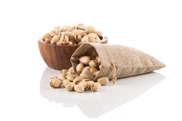 pistachio nut on white