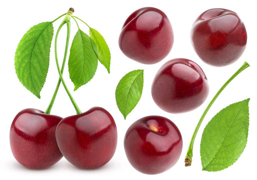 Cherry isolated on white background. Cherries collection