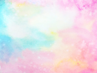 Watercolor hand painted abstract multicolor background with stains. Beautiful fairy backdrop for design.