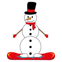 snowman on snowboard