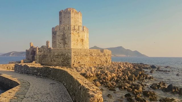 Methoni, Greece 4 August 2017. Fortress of Methoni castle in Greece.