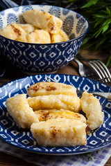 Lazy dumplings with cinnamon and sugar.