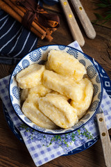Lazy dumplings with cinnamon and sugar.