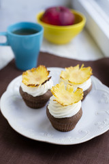 Chocolate cupcakes with cream