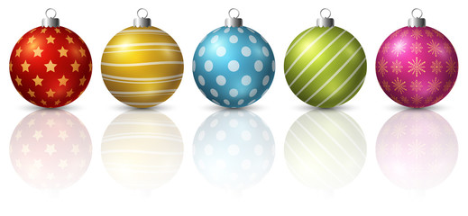 Obraz premium Colorful christmas balls on white background
