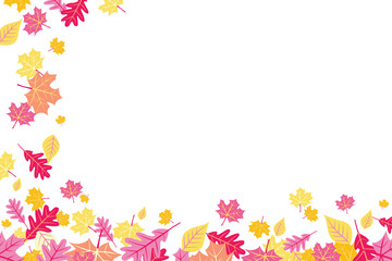 Bright Pastel Fall Autumn Leaves Horizontal Background 1