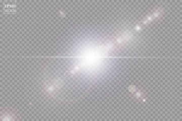 Fotobehang Vector transparent sunlight special lens flare light effect.   © blagorodez