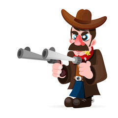 cowboy with gun and hat vector illustration