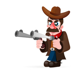 cowboy with gun and hat vector illustration
