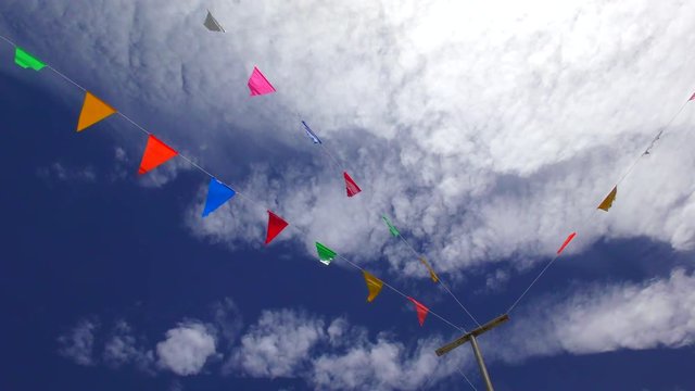 Colored Party flags on the sky background. Thailand