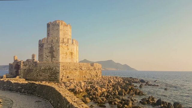 Methoni, Greece 4 August 2017. View of Methoni castle in Greece.