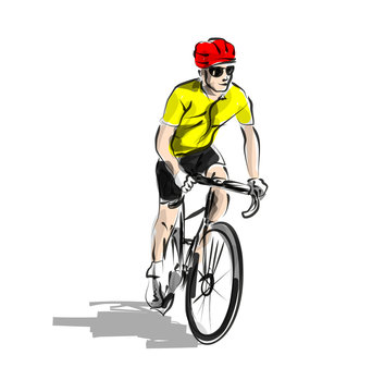 Vector color line sketch cyclist
