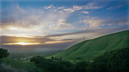 Dawn by the hillside