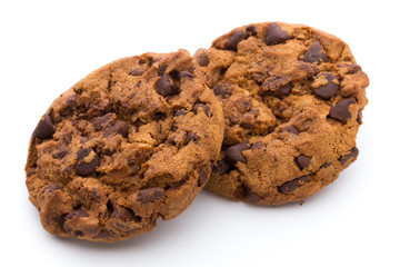 Chocolate Chip Cookie isolated on white background.