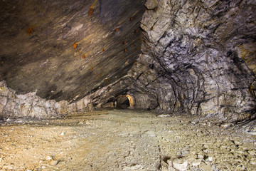 Underground mine shaft tunnel gallery ore quartz mine