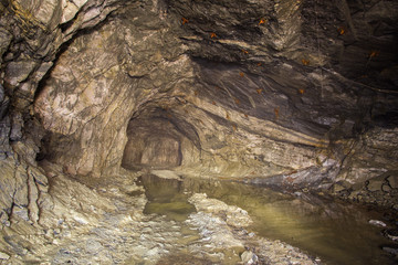 Underground quartz ore mine shaft tunnel
