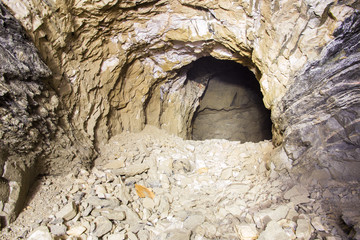 Underground mine shaft tunnel gallery ore quartz mine