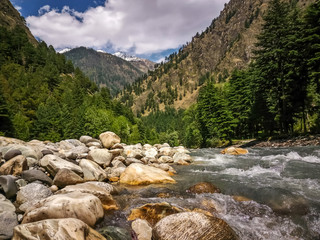 Beautiful view of Himalayan mountains, Kasol, Parvati valley, Himachal Pradesh, northern India