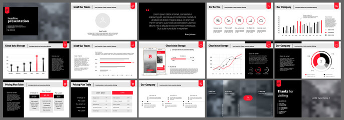 Red and black presentation templates elements on a white background. Vector infographics. Use in Presentation, flyer and leaflet, corporate report, marketing, advertising, annual report, banner.