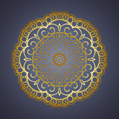 Vector vintage oriental Mandala sign gold frame