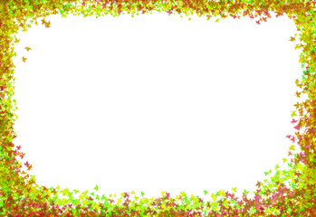 Bright ornament abstract shape group frame maple leaves surround white sheet postcard greeting card