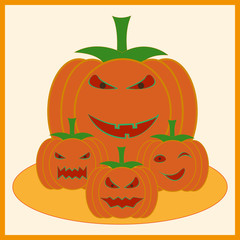 Happy Halloween. Orange pumpkins. Vector illustration EPS10