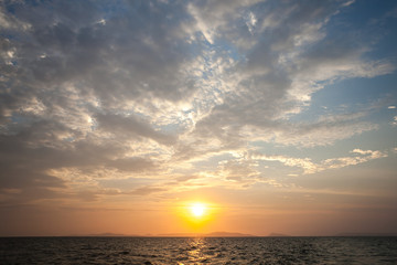 Beautiful ocean sunset in Cambodia