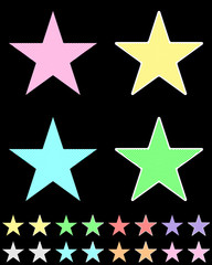 Fototapeta premium Star, white star collection with colored stripes coming out from above