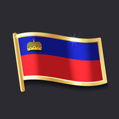 Obraz premium flag of Liechtenstein in the form of badge, flat image