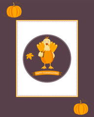 Fototapeta premium Holiday Thanksgiving background with turkey and text