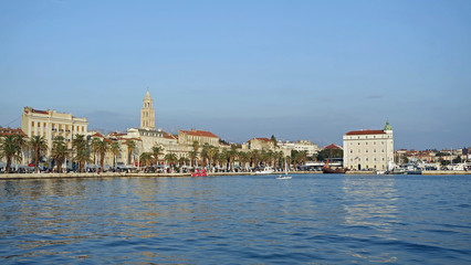 Fototapeta na wymiar harbor entrance of split in croatia from a boat