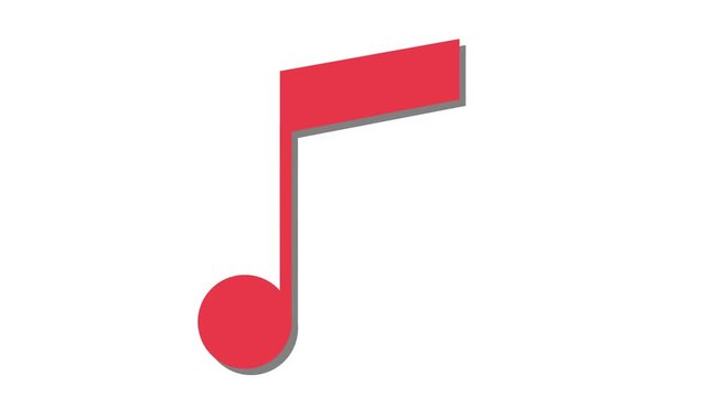 Musical note icon in and out animation loop red