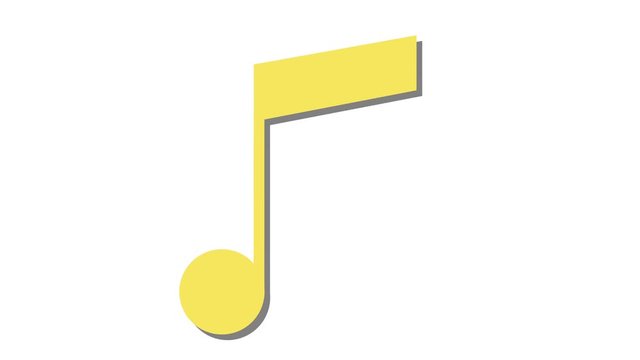 Musical note icon in and out animation loop yellow