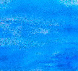 Blue abstract aquarelle background. Hand drawn watercolor texture