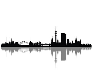 Fototapeta premium Detailed Hamburg Monuments Skyline Silhouette