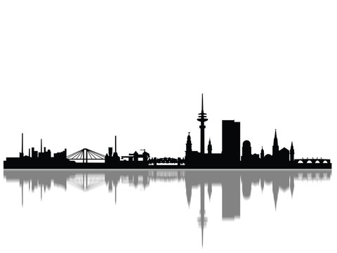 Detailed Hamburg Monuments Skyline Silhouette
