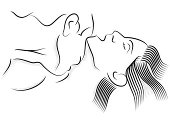 couple love having sex and kiss , line art vector