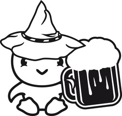 ente vogel küken hühnchen flasche baby kind klein gesicht oktoberfest niedlich süß gesicht comic cartoon hut mütze glas krug bier