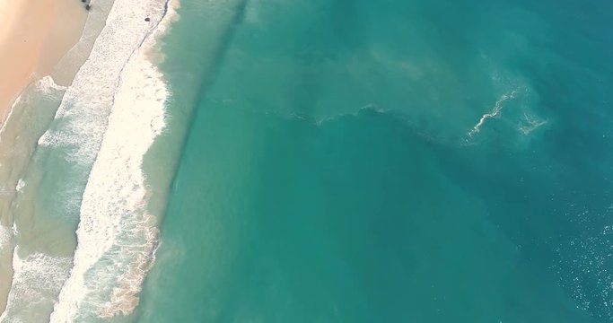 Aerial drone view of beautiful tropical paradise beach and turquoise sea