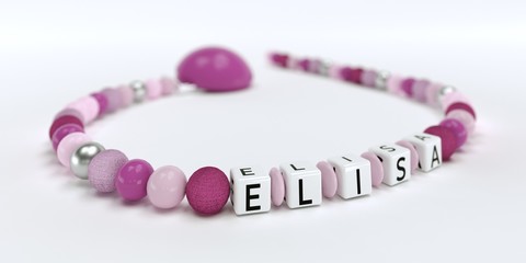 Schnullerkette mit Namen - Elisa