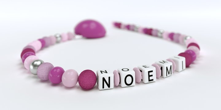 Schnullerkette mit Namen - Noemi