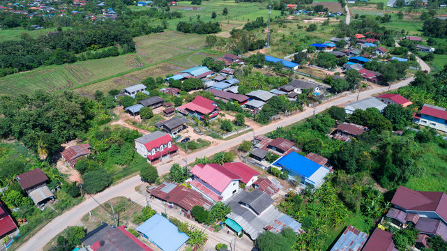 Top view  of landscape village countryside ,thailand