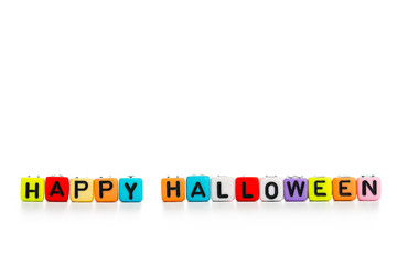 Happy Halloween   colorful wooden blocks isolated