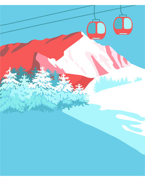 Mountains cableway background