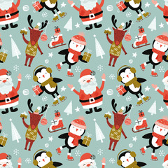 Holiday and Christmas hand drawing seamless pattern