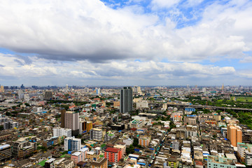 Fototapeta na wymiar Aerial view of Bangkok modern office buildings cityscape, condominium in Bangkok city, Thailand