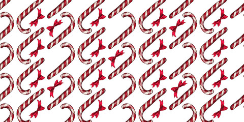 Christmas pattern with candy canes. seamless pattern. vector.