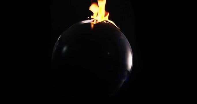 Bowling ball on fire with hot flames. Strike concept