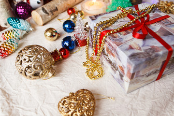 Composition of Christmas toys